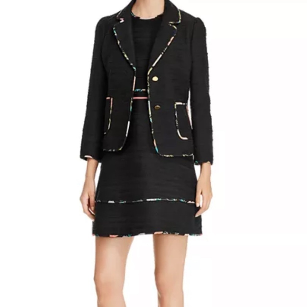 Kate Spade Black Blossom-Trimmed Tweed Blazer Size 10 MSRP 238.00 - Picture 3 of 14